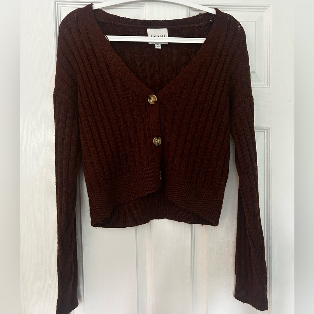 Marshalls Dark Brown Button Up Cardigan Sweater